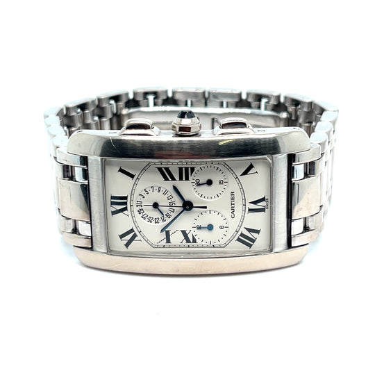 Cartier Tank Américaine Chronograph W26033L1 White Gold White Dial