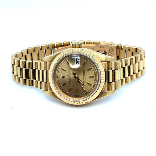 1995 Rolex Datejust 69178 'Ladies' 26mm Yellow Gold Champagne Dial Presidential