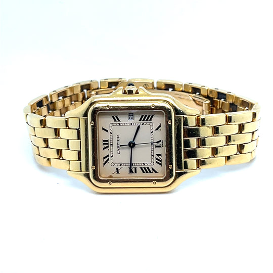 1990's Cartier Panthere 10600M Midsize 'Ladies' Yellow Gold Silver-White Dial Quartz