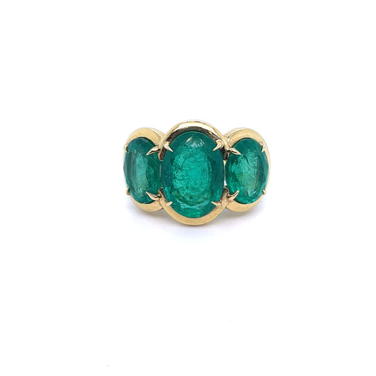 18kt Yellow Gold Emerald Cocktail Ring