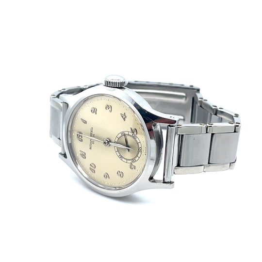 1943-1944 Patek Philippe Calatrava 565 Stainless Steel Silver Breguet Numerals Dial Uber Rare