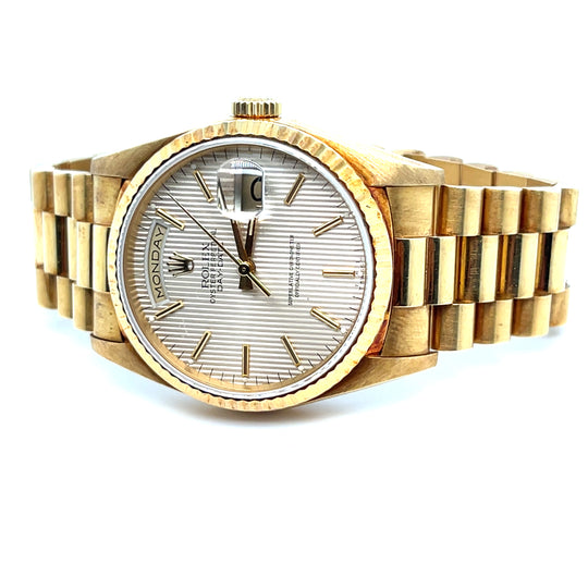 1990 Rolex Day-Date 18238 Yellow Gold Linen Dial