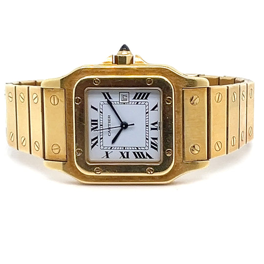 1981 Cartier Santos Carrée 8172 Yellow Gold White Dial Automatic Uber Rare