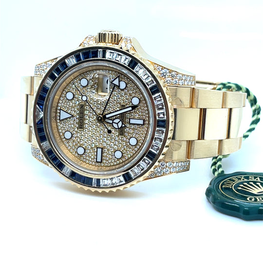 2019 Rolex GMT-Master II 116758SA Yellow Gold Factory Gem-Set Rare