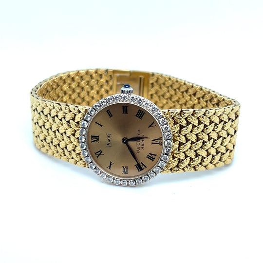 Piaget Van Cleef & Arpels Double Signed 926 D2 'Ladies' Yellow Gold Champagne Dial Diamond Bezel