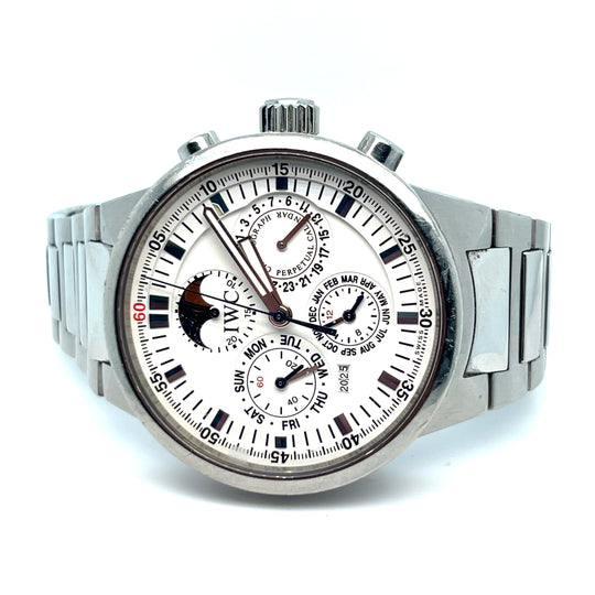2004 IWC GST IW375619 Perpetual Calendar Chronograph Stainless Steel White Dial