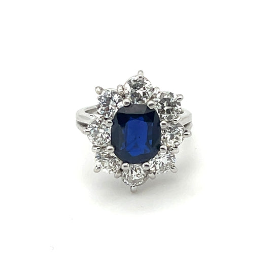 Platinum Sapphire and Diamond Ring