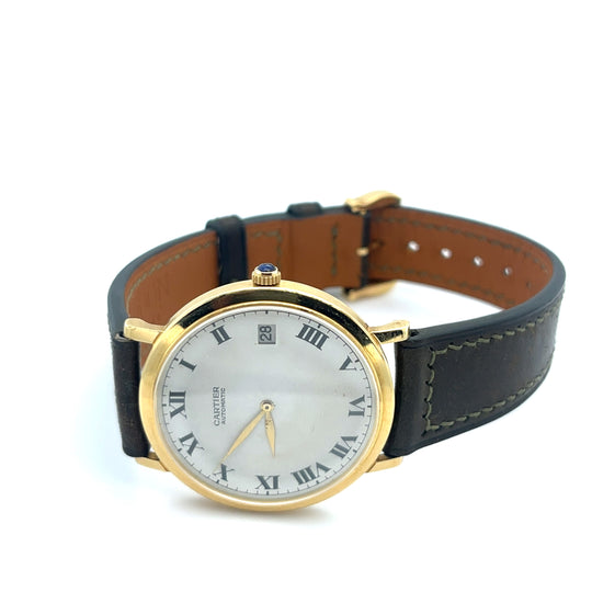 Cartier Ultra Thin Round Yellow Gold White Dial Automatic