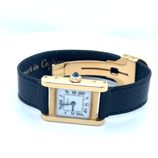 1960's Cartier Tank 02225 'Ladies' Yellow Gold Silver-White Dial Automatic