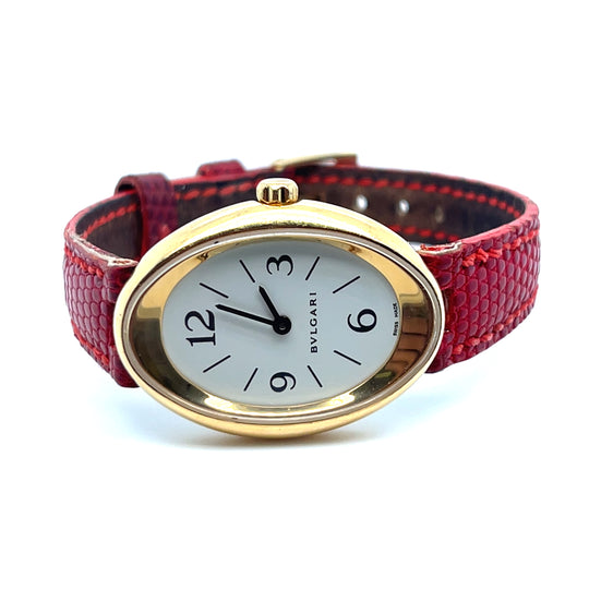Bulgari Oval 'Ladies' Watch Yellow Gold White Dial Quartz