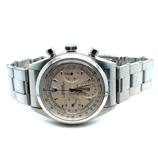 1958 Rolex Chronograph Pre-Daytona 6234/0 Stainless Steel White Dial Stretch Bracelet Full Restoration by Rolex