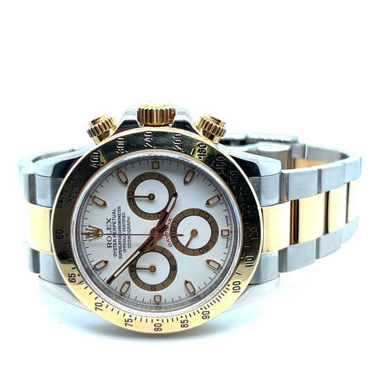 Rolex Daytona 116523 Stainless Steel Yellow Gold White Dial