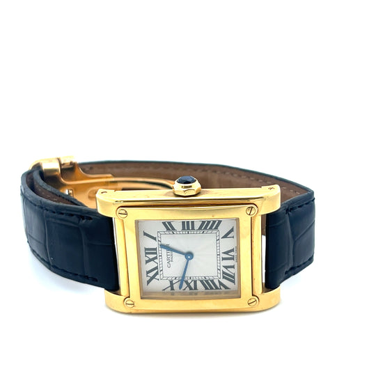 Cartier Tank à Vis 2484 Yellow Gold Silver-White Dial Collection Privée Cartier Paris Limited Edition Rare