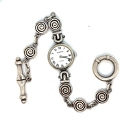 Glenn Bradford Sterling Silver White Dial Quartz Forever Swirl Bracelet Watch