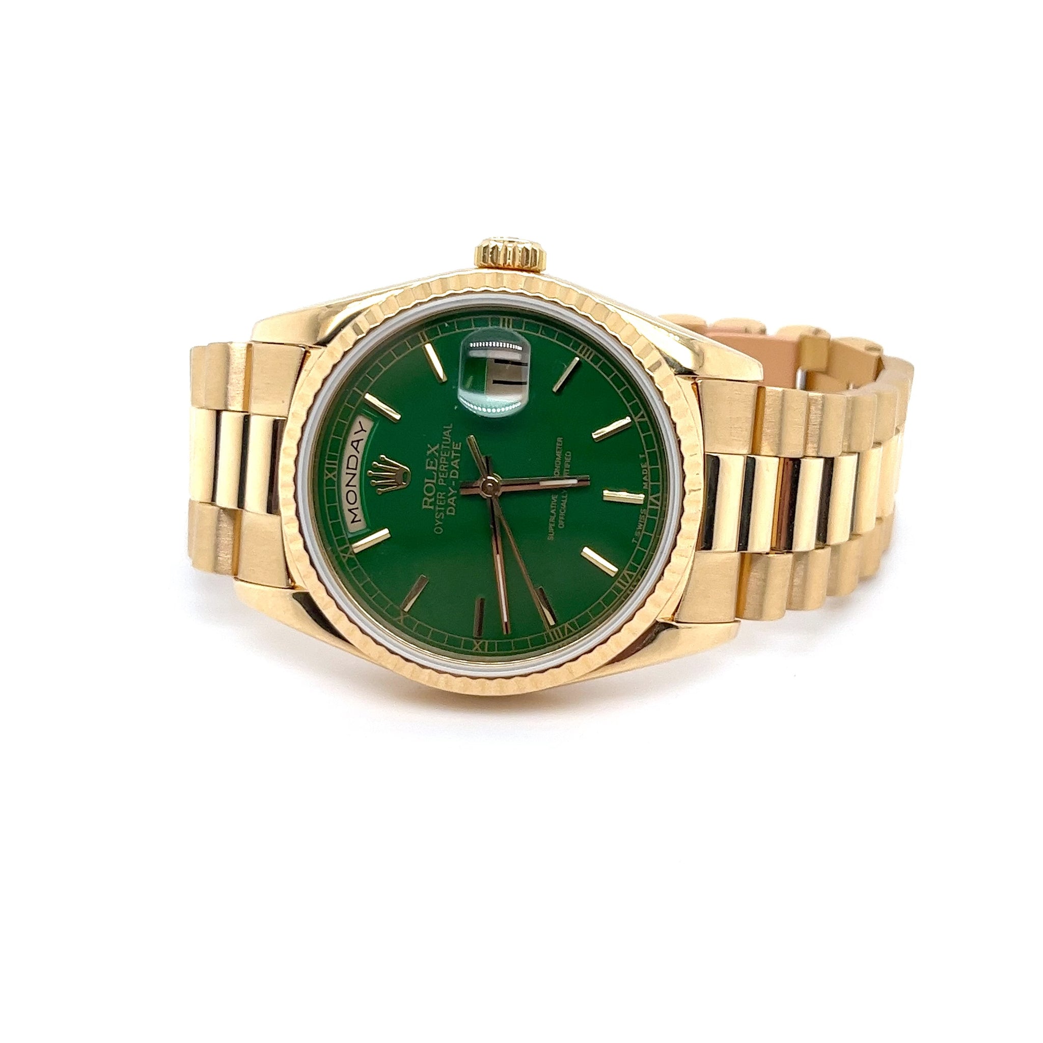 1991 Rolex Day Date Green Complete Open Certificate – Glenn