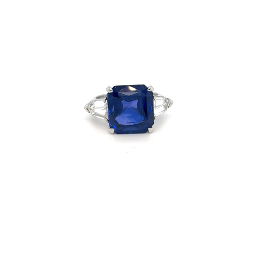 9.78 carat Ceylon No Heat Sapphire and Diamond Platinum Ring
