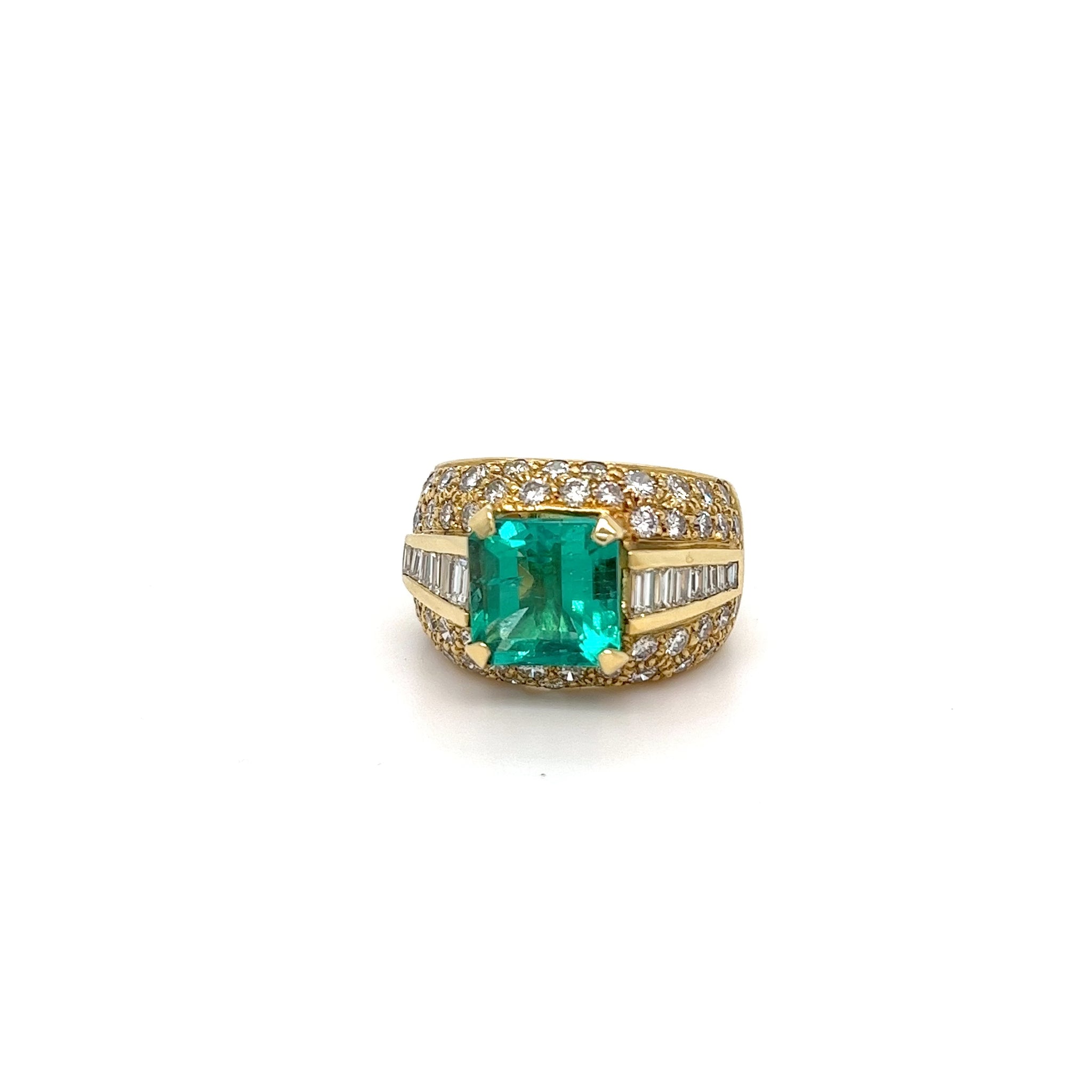 3.78 carat Emerald and Diamond Ring