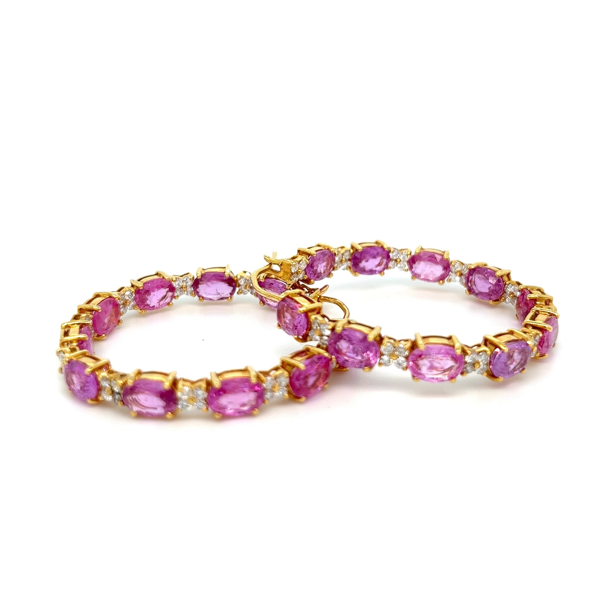 18kt Hoop Inside Out with Pink Sapphires and Diamonds