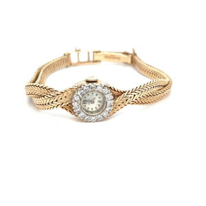 1950s 14kt Gold Mini Lucien Piccard with Diamonds