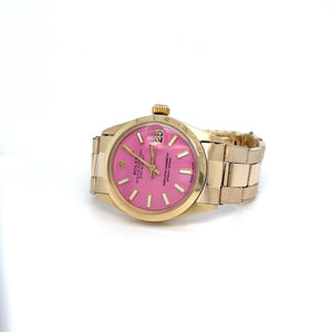 1973 14kt Gold Rolex 31mm Date Ref 6824 Pink Dial