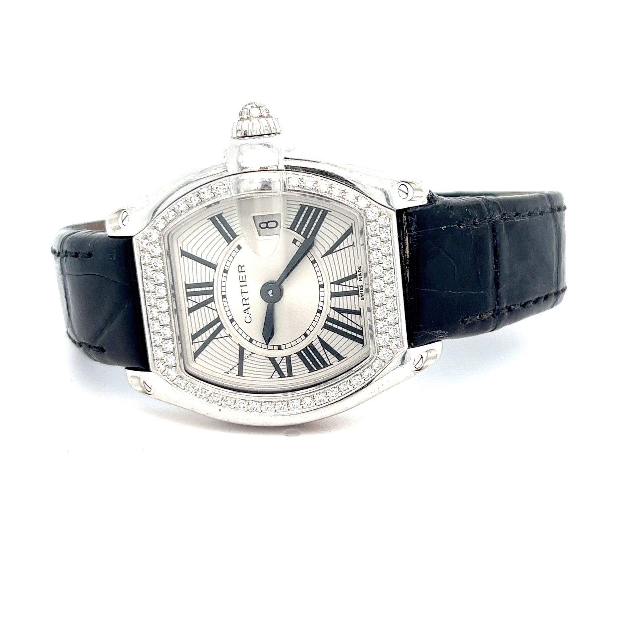 2000 Cartier Roadster 18kt White Gold Factory Diamonds Midsize