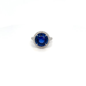 6.01 RD Ceylon Heated Sapphire Ring Tiffany Signed