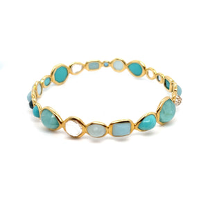 Ippolita 18kt Gold Bangle Turquoise Clear Quartz