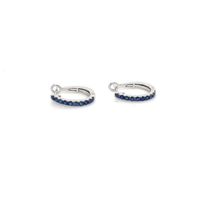 14kt White Gold Horse Shoe Blue Sapphire Hoops