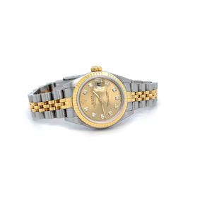 2002 Two-Tone Rolex 26mm Datejust Diamonds Ref 79173 Complete Open Certificate