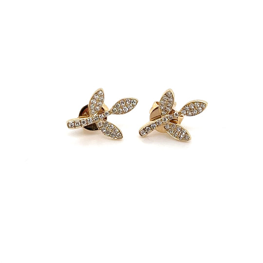 18kt Vine Mini Studs with Diamonds