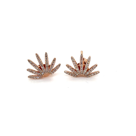 14kt Rose Gold Suburst Mini Studs with Diamonds