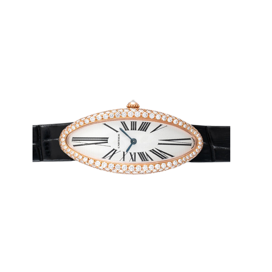 Cartier Baignoire Allongée 2515 'Ladies' Rose Gold White Dial Diamond Bezel