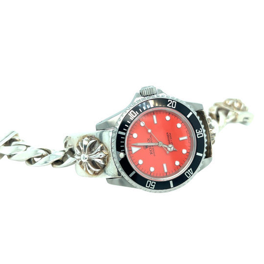 1999 Rolex Submariner 14060 No Date Stainless Steel Red Dial Chrome Hearts Bracelet