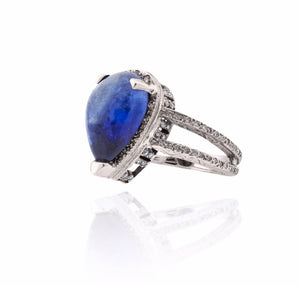 Pear Sapphire & Pave' Diamond  Ring