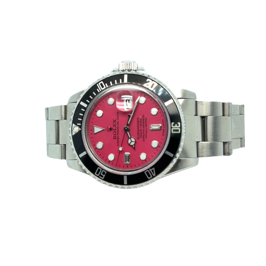 1984 Rolex Submariner Date Reference 16800 Stainless Steel Pink Diamond Baguette Dial