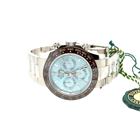 2022 Rolex Daytona 116506 Platinum Ice Blue Baugette Diamond Dial