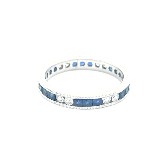 Blue Sapphire and Diamond Eternity Band