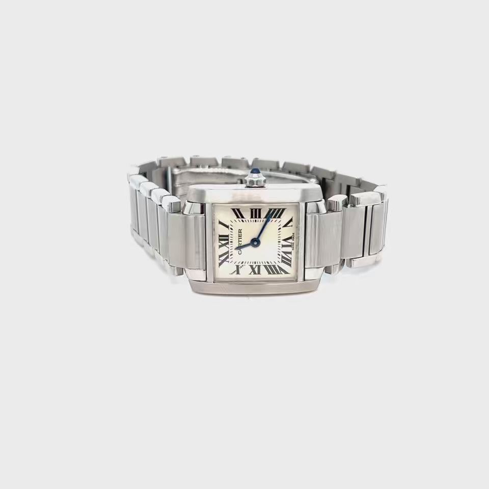 【aoik】 TANK FRANCAISE small オーバーホール済 Cartier Tank Française SM W51034Q3 / 2384 Quartz Cal.057 Stainless