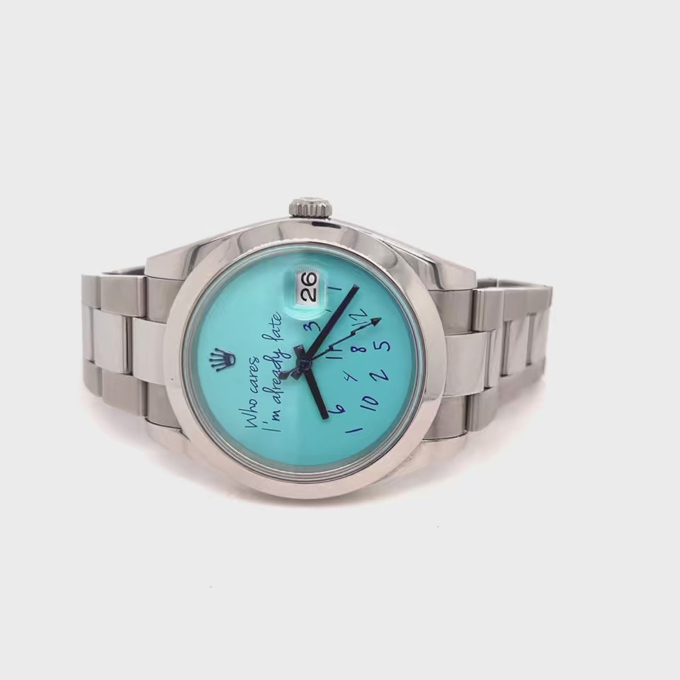 Rolex Datejust 41 ref 126300 Who Care's I'm Already Late Turquoise