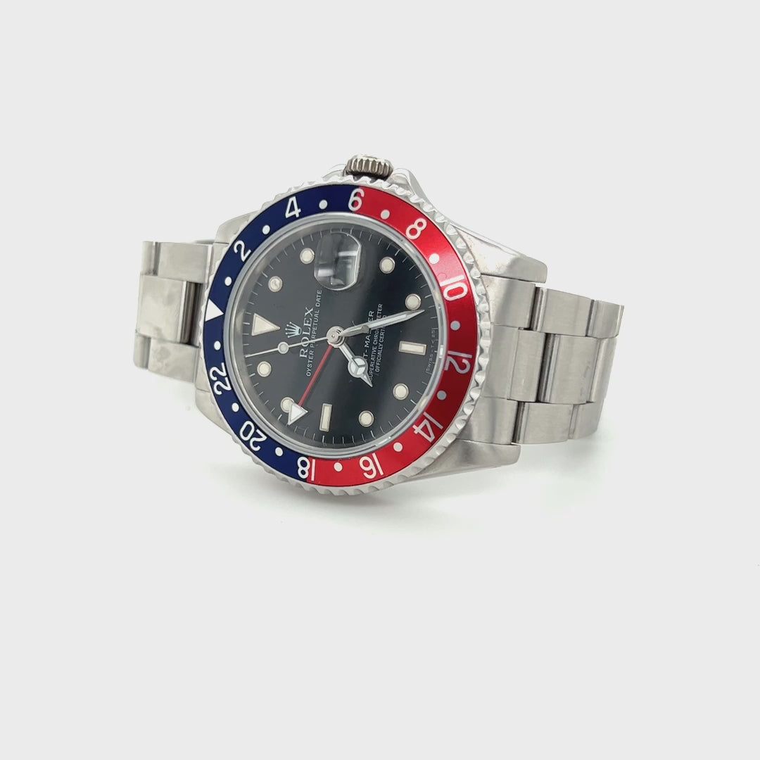 1990 Rolex GMT-Master 16700 Pepsi Stainless Steel Black Dial