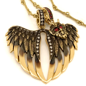 18kt Gold Midsize Angel Wing Charm with Diamonds