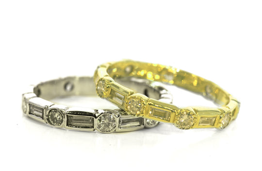18kt Round and Baguette Diamond Eternity Band