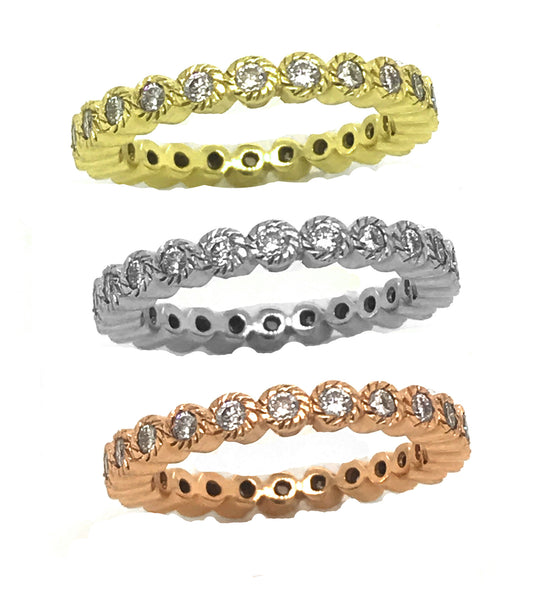 Flower Milgrain Stacking Diamond Eternity Band