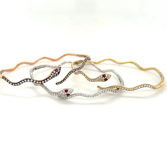 Diamond + Ruby Snake Cuff