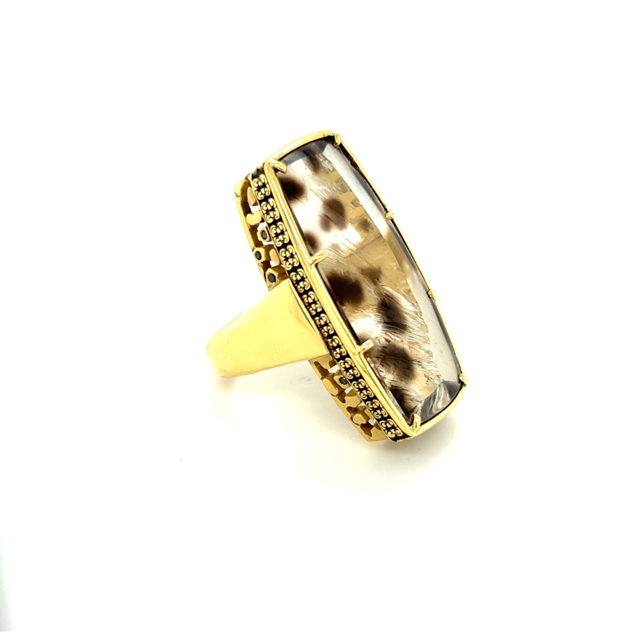 One-of-a-kind Leopard Agate Cocktail Ring