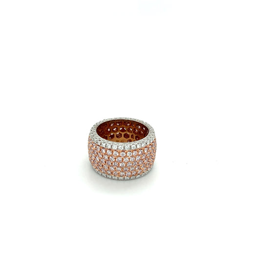 Pavé Fancy Pink and White Diamond Wide Eternity Band