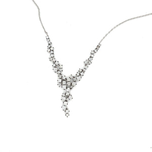 14kt White Gold Abstract Flower Diamond Necklace