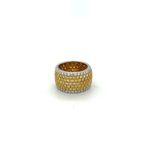 Pavé Yellow and White Diamond Wide Eternity Band