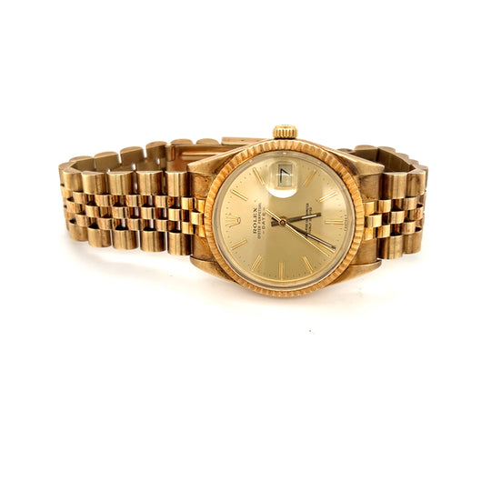 NOS 1987 14kt Gold Rolex Date ref 15037