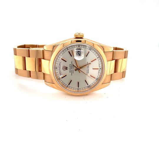 2002 NOS Rolex Day Date 36 18kt Rose 2